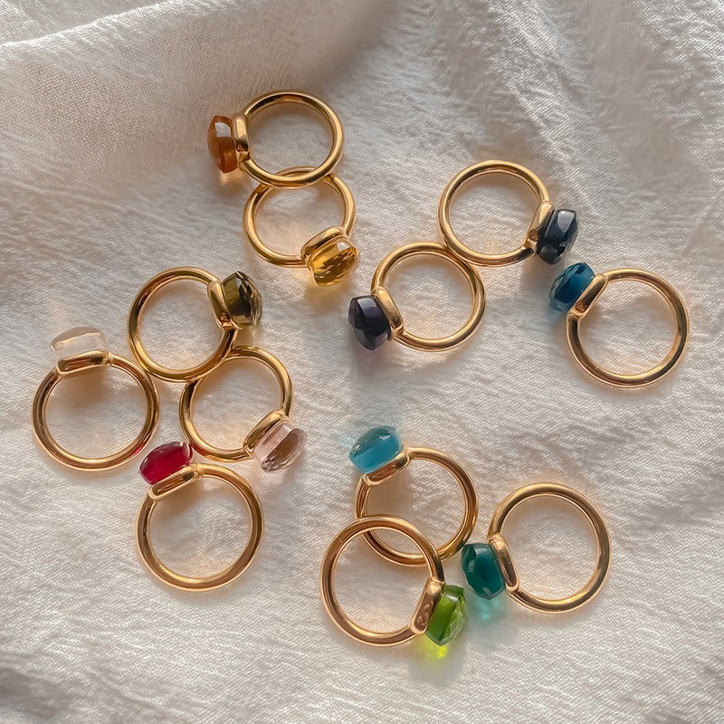 Emanco New Mushroom Head Japanese And Korean Accessible Luxury Style Asymmetrical Sugar Cube Ring Men And Women Crystal Ring - Image 5